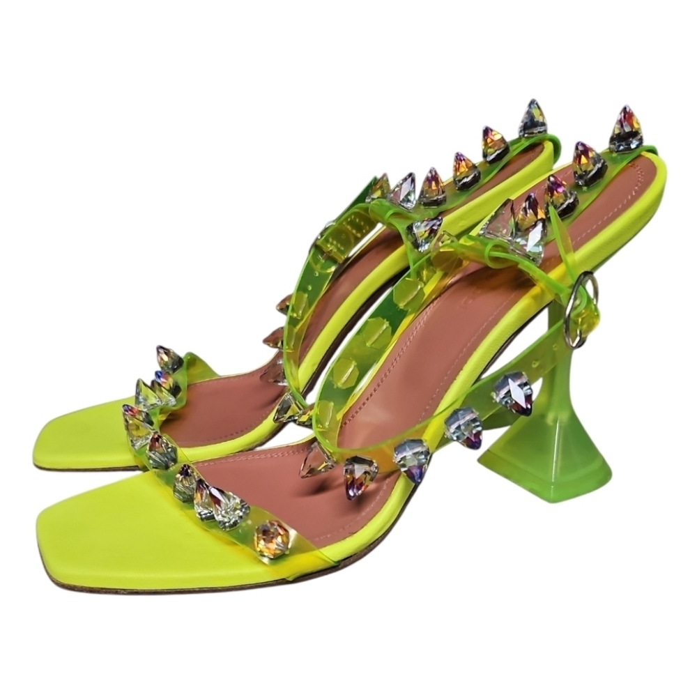 AMINA MUADDI | ​Martini Neon Yellow Crystal PVC Heels EU 36.5 / US 6.5 - Picture 2 of 8